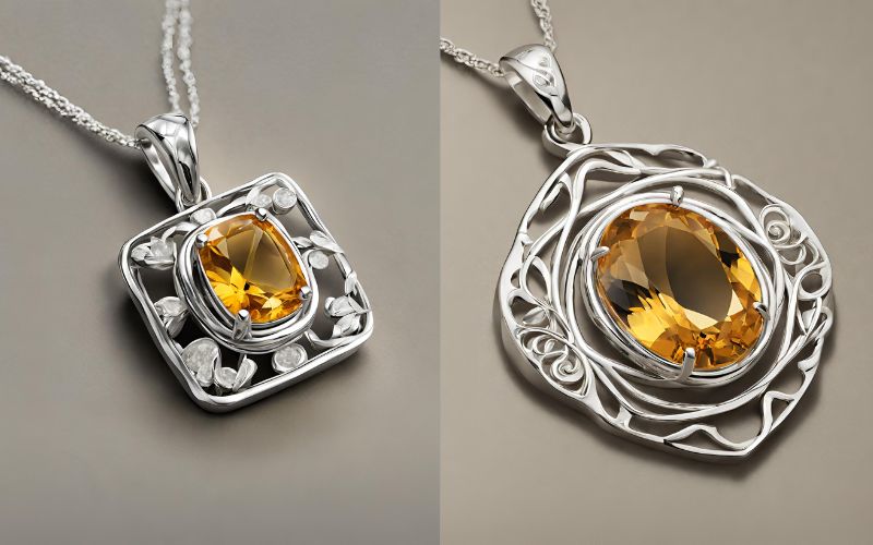 citrine pendant, citrine pendant in silver, silver citrine gemstone pendant, citrine gemstone pendant